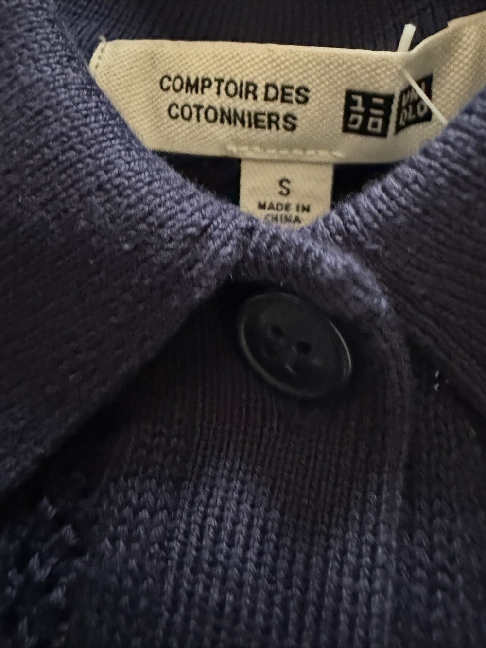 Uniqlo Comptoir Des Cotonniers Top Polo Navy Knit Cropped Preppy Tennis Golf S - Picture 3 of 5